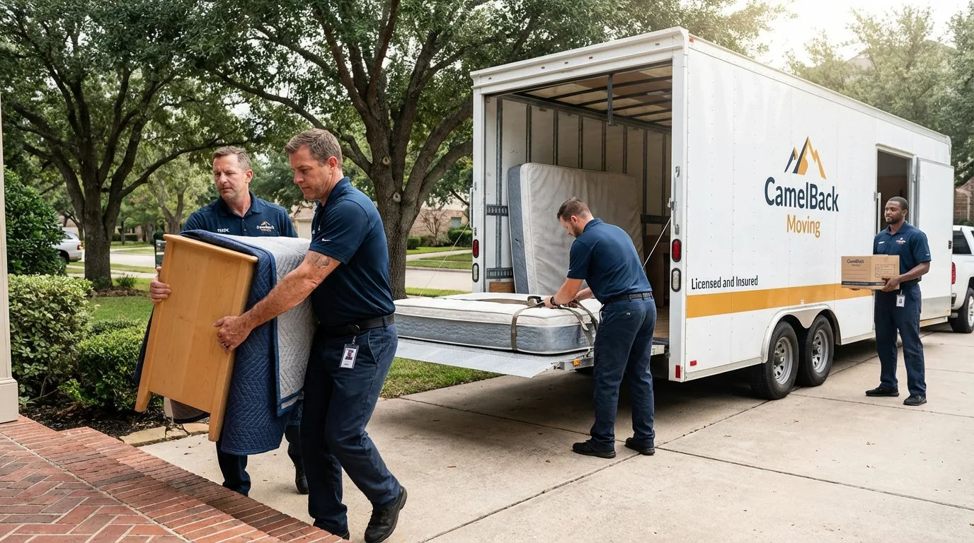 Crew loading residential truck for cross-state move from Camden, AL