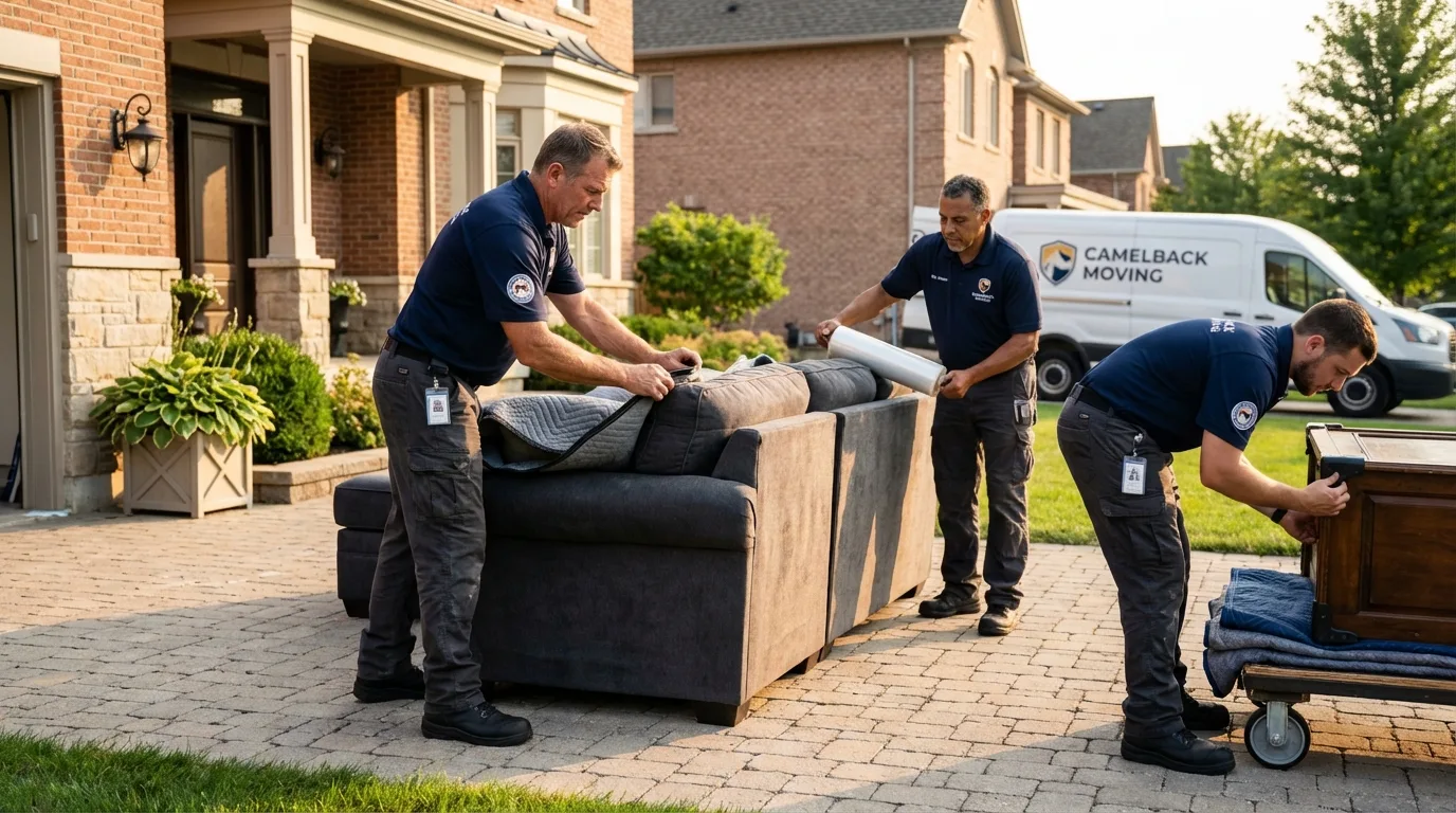 Large estate moving crew wrapping furniture in Camden, AL