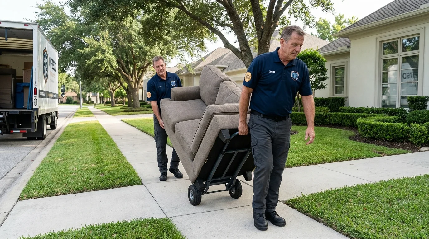 Local residential moving crew loading furniture in Camden, AL