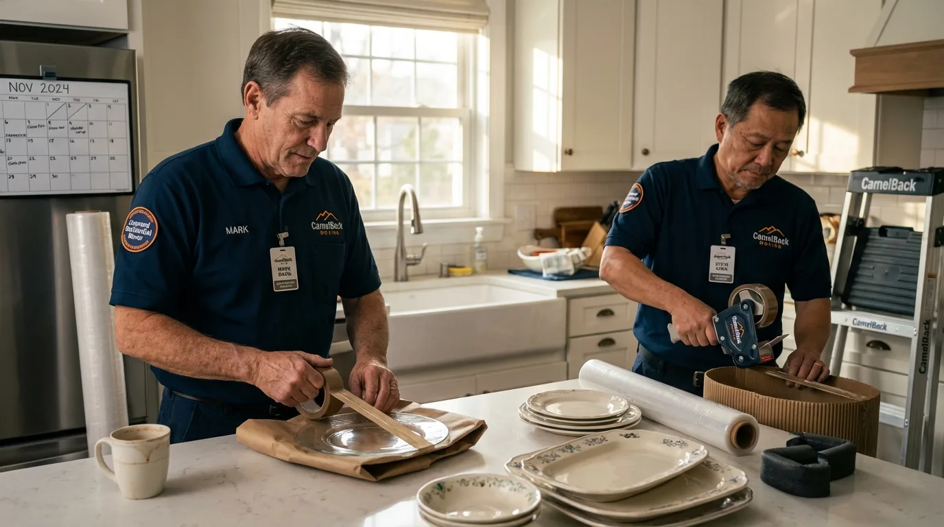 Professional crew packing kitchen dishware in Camden, AL